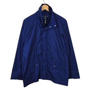 Ralph Lauren Golf Women Blue Nylon Windbreaker Jacket Large Full Zip Snap Front